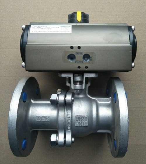 Van bi inox mặt bích điều khiển khí nén Kosplus Hàn Quốc