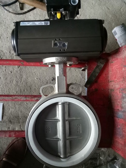 Van bướm inox đóng mở bằng khí nén Van bướm inox đóng mở bằng khí nén