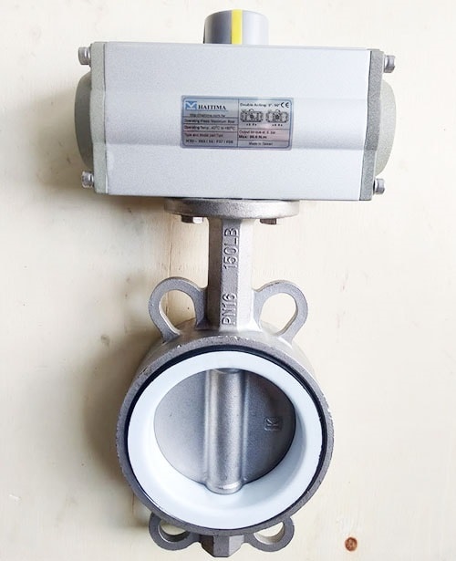 Van bướm inox 304 điều khiển khí nén Haitima Đài Loan Van bướm inox 304 điều khiển khí nén Haitima Đài Loan