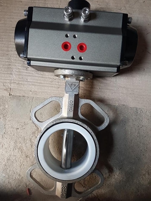 Van bướm inox đóng mở bằng khí nén Van bướm inox đóng mở bằng khí nén